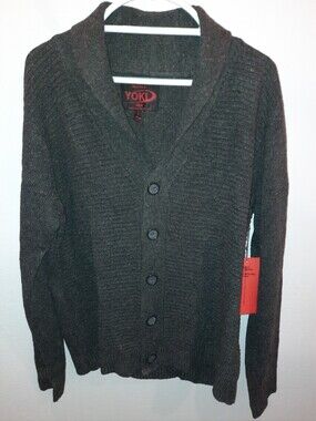 NWT Yoki Men's Classic Charcoal Gray Button-Front Cardigan Size XL